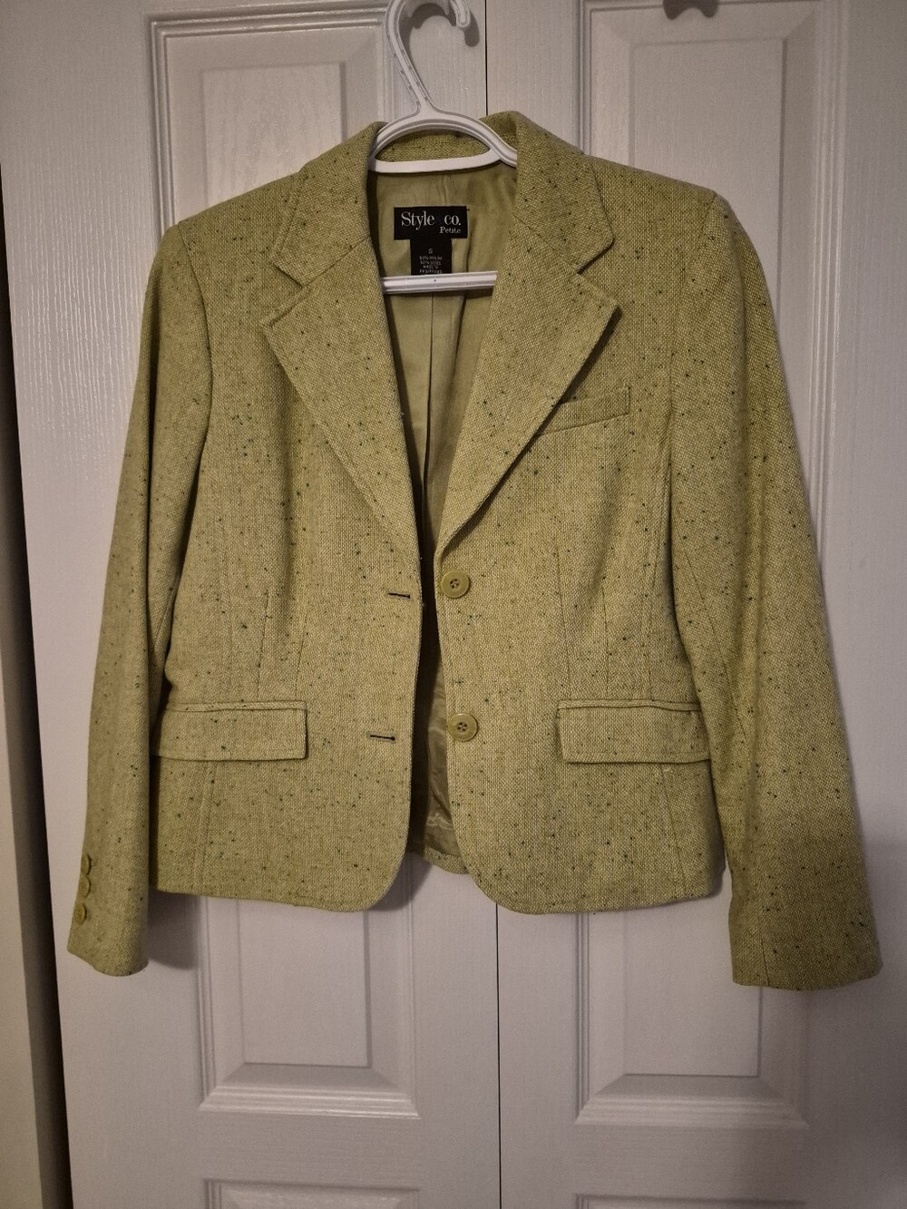 Style & Co. Light Green Tweed Blazer